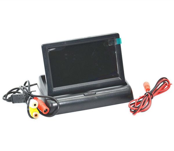 

car video hd folding 4.3-inch tft color lcd screen monitor for rearview backup reverse camera dvd vcr 12v