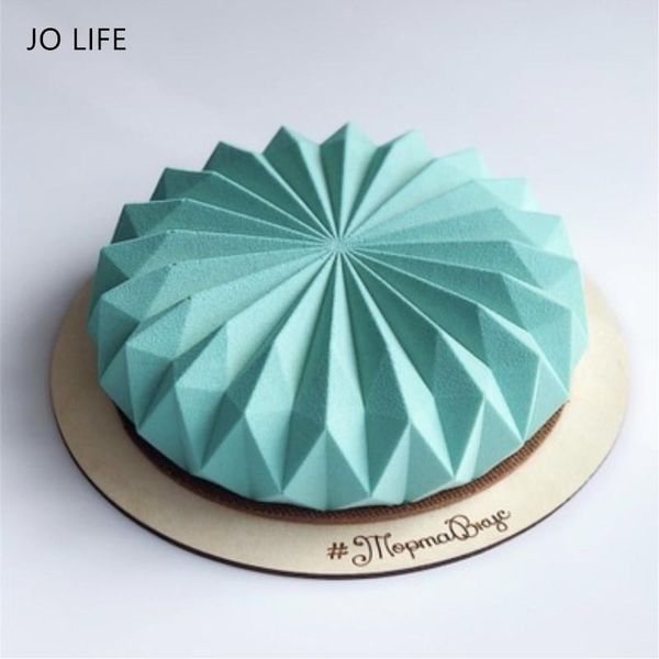 

baking moulds jo life creative geometry silicone fondant mold 3d pan round origami mousse cake decorating tools dessert mould