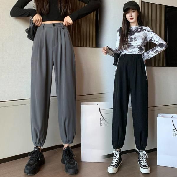 

women's pants & capris ankle-tied suit for women autumn and winter 2021 korean style wide.kio, Black;white