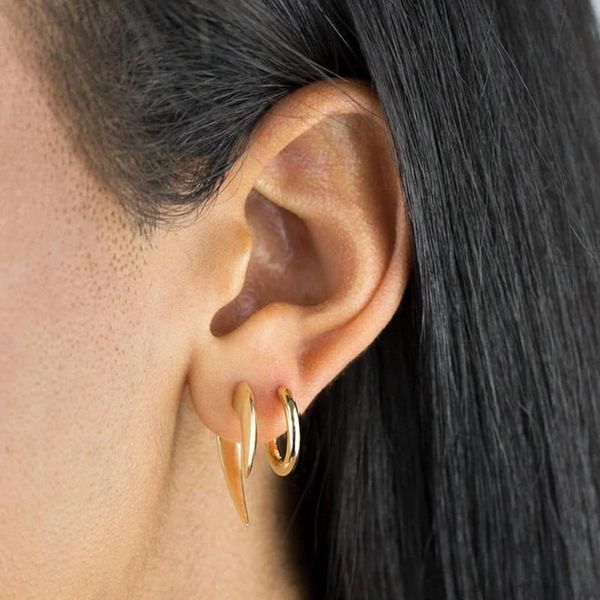 

hoop & huggie boako 925 sterling silver hoops earrings for women couples round circle punk hip-hop jewelry pendientes plata aretes, Golden;silver