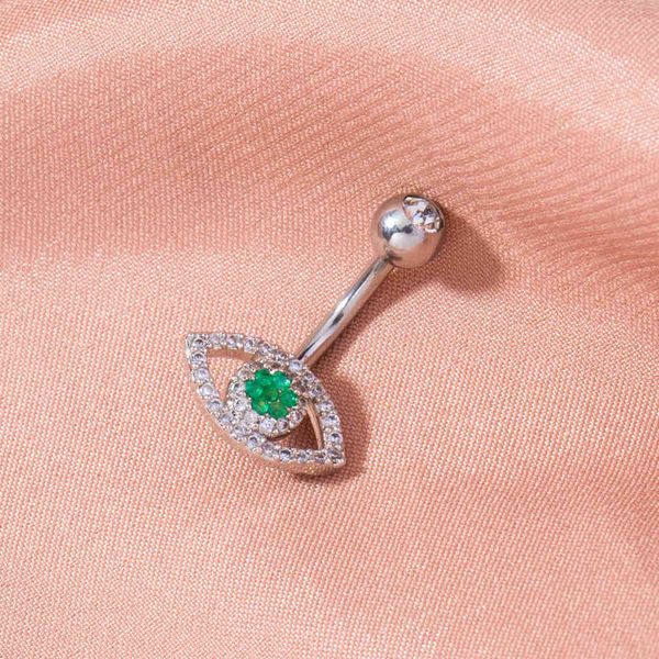 

simple zircon nail devil's eye navel ring human body piercing jewelry, Silver