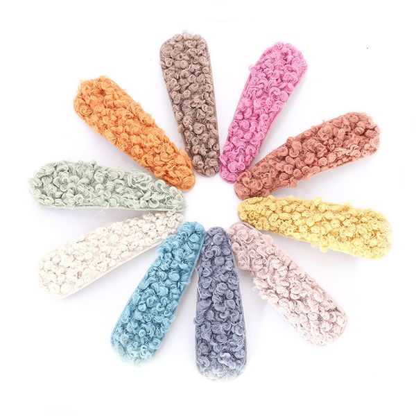 

autumn and winter net red clip candy color lamb curly girl hairpin water drop plush hairband side clip hair accessories, Golden;silver