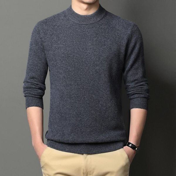 

men's sweaters male thick 100% wool sweater autumn & winter cashmere jumper man mock neck pure long sleeve casual knitwear, White;black