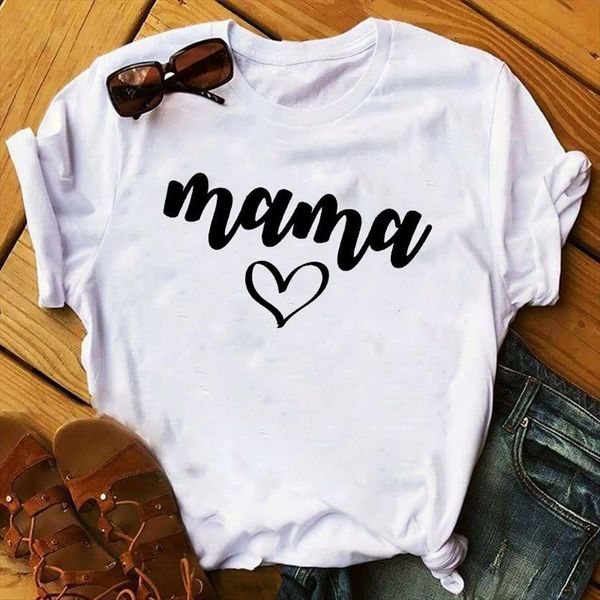 

letters love print mama clothing womens t shirt mom mother day graphic, White