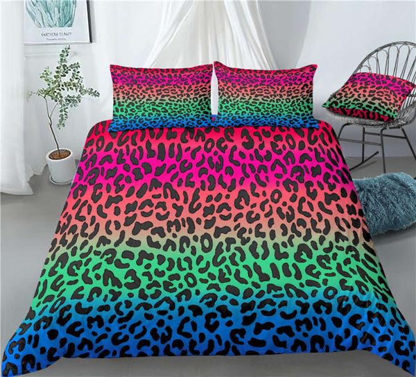 

luxury leopard duvet cpver kids teens bedroom decor quilt cover gift bed linen set bed comforter cover 2/3 piece for bedroom