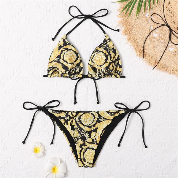 

circle flowers print bikinis designer padded women's push up swimwears outdoor beach vacation bandage goddess swimsuits, Black;green