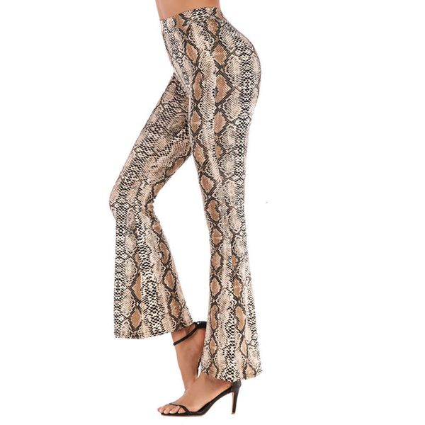 

2021 spring leopard print casual micro lapped pant for women, White