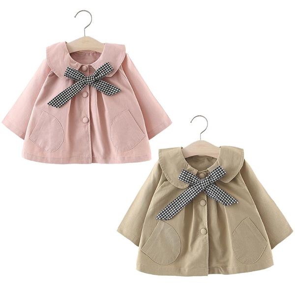 

coat baby girl born clothes autumn and winter plaid bow clothing, Blue;gray