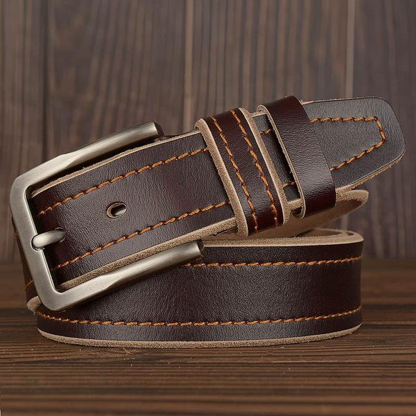 

belts men's fashion genuine leather cowhide belt jeans soft alloy buckle 5 colors, Black;brown