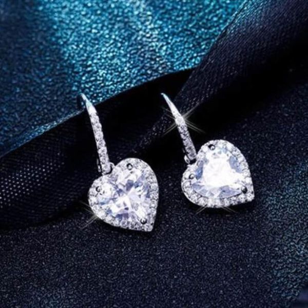 

dangle & chandelier trendy big heart earrings for women girls zircon cz earing chic silver color gold brincos love wedding fashion jewelry