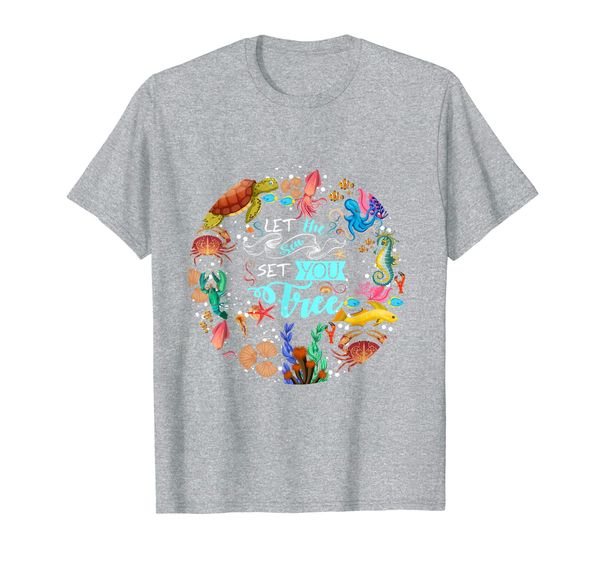 

let the sea set you funny marine creatures under sea t-shirt, White;black