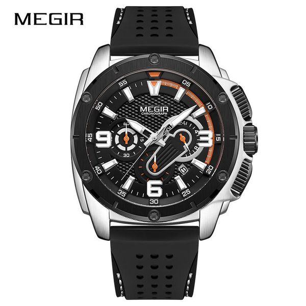 

wristwatches creative military army watch megir sports watches men silicone chronograph quartz wrist clock male reloj hombre 2021, Slivery;brown