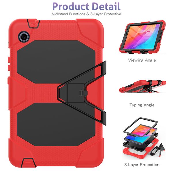 

full body protective silicone case with kickstand and screen protector for huawei matepad t8 kids shockproof cover