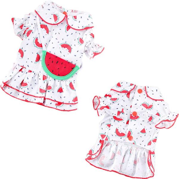 

dog apparel watermelon print summer dress ladies 2021 soft fruit sleeping bubble short sleeve cat laple collar pet clothes prom
