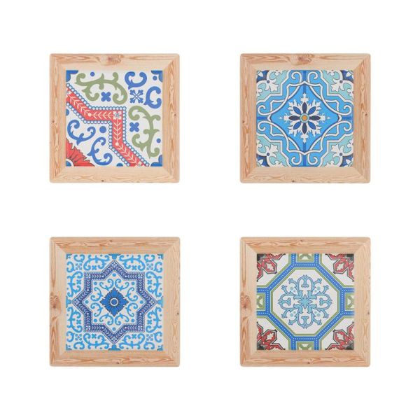 

mats & pads 4pcs reusable ceramic cork cup chinese style design tableware cushions