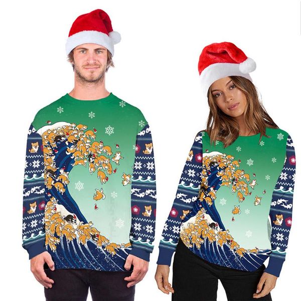 

women's hoodies & sweatshirts ostrich christmas print for women men casual loose long sleeve pullover sweatshirt mujer camiset, Black