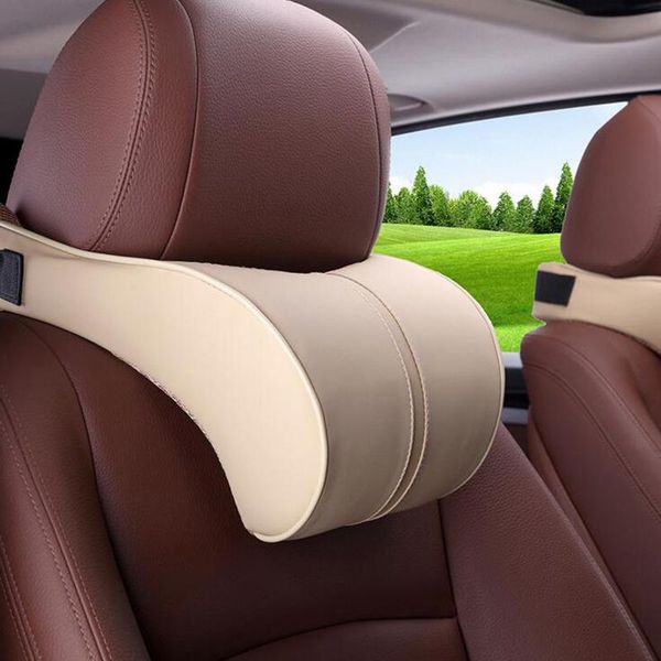 

seat cushions pu leather auto car neck pillow memory foam rest headrest cushion pad high quality