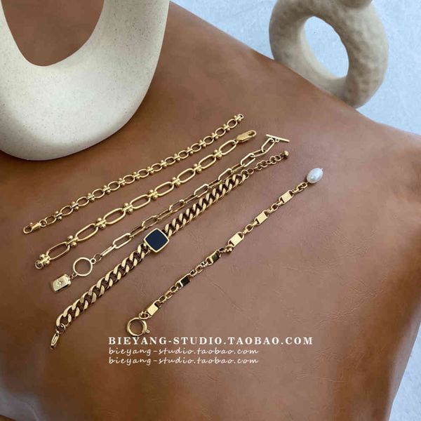 

chain bracelet another simple fashion new personalized golden chain exaggerated wind net red bracelet female, Black