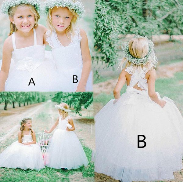 

lovely bohemian style flower girls dresses for country beach weddings floor length sleeveless summer long white little girl party dress, White;blue