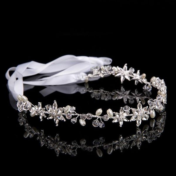 

hair clips & barrettes 38cm luxury glass rhinestone flower bridal crown tiara gold diadem headbands for ribbon bride wedding accessories, Golden;silver