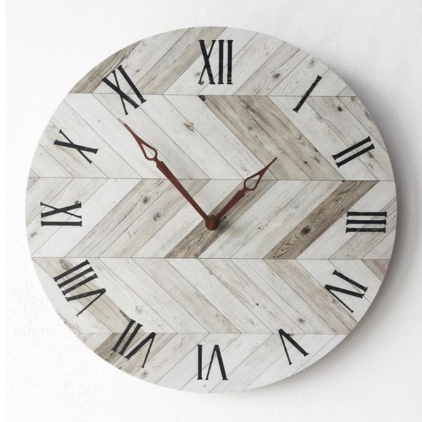 

wall clocks brief digital clock vintage roman numbers rustic style living room home interior deco wooden