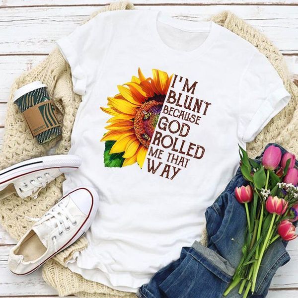 

women graphic sunflower floral fashion printed summer t-shirt lady womens clothing clothes tee female t shirt aesthetic, White