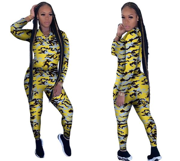 

women's tracksuits european and american camouflage print long sleeve women's sports fashion suit, Gray