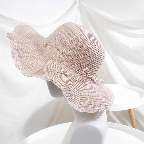 

wide brim hats simple foldable floppy girls straw hat sun beach women summer uv protect travel cap lady female, Blue;gray