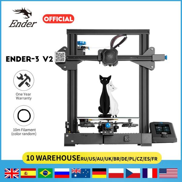 

printers ender-3 v2 3d printer resume printing ender 3 slilent mianboard tmc2208 ui&4.3inchcolor lcd glass bed creality