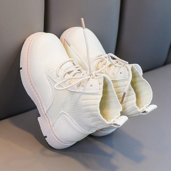 

boots 3-12 year fashion plush warm winter snow ankle for children shoes girl kids 2021 elastic band pu leather, Black;grey