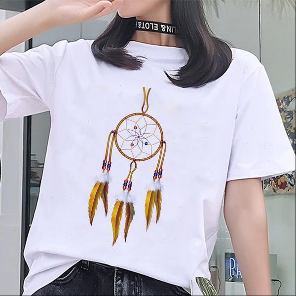 

summer fashion women tshirt harajuku dream catcher pattern printing t shirt leisure short sleeve white female t shirt