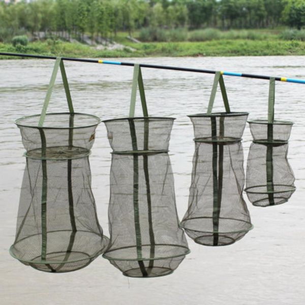 

by dhl or fedex 50pcs 4size portable fish net 3 layer round folding mesh fish 25cm 35cm 42cm 50cm fishing net