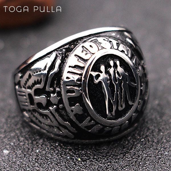 

cluster rings retro men's united states eagle military ring stainless steel army veteran male navy airforce marine jewelry accessories, Golden;silver
