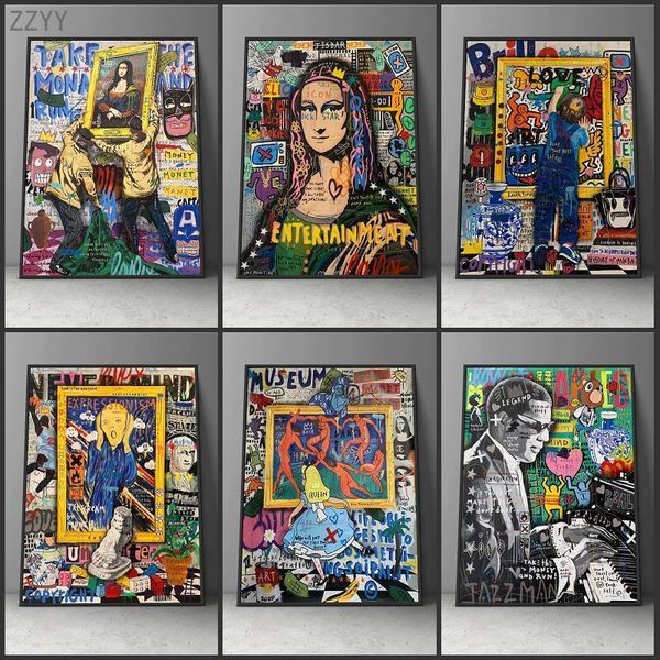 

paintings modern graffiti art canvas painting famous character poster street wall picture for home decor