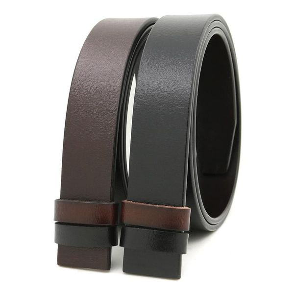 

belts lannyqveen pure cowhide belt strap 3.3cm without buckle genuine leather with holes double-sided use, Black;brown