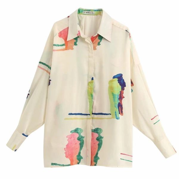 

women printing casual loose blouse shirts women long sleeve chic business blusas office femininas chemise ls6395, White