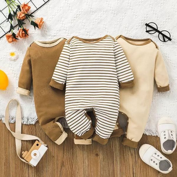 Tute per bebè con toppa sul retro Hip Fall 2021 Kids Boutique Abbigliamento 0-18m Neonato Toddlers Cotone maniche lunghe Body Crawl Clothes