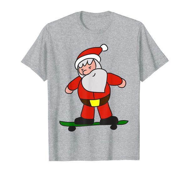 

x-mas santa claus on skateboard shirt | cute holiday gift, White;black