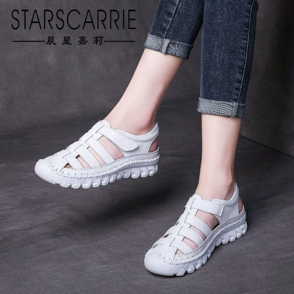 

sandals handmade leather baotou women's 2021 summer plus size 41-42, Black