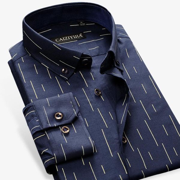 

men's casual shirts caiziyijia printed long sleeve dress cotton striped camisa social masculina male silm fit clothing, White;black