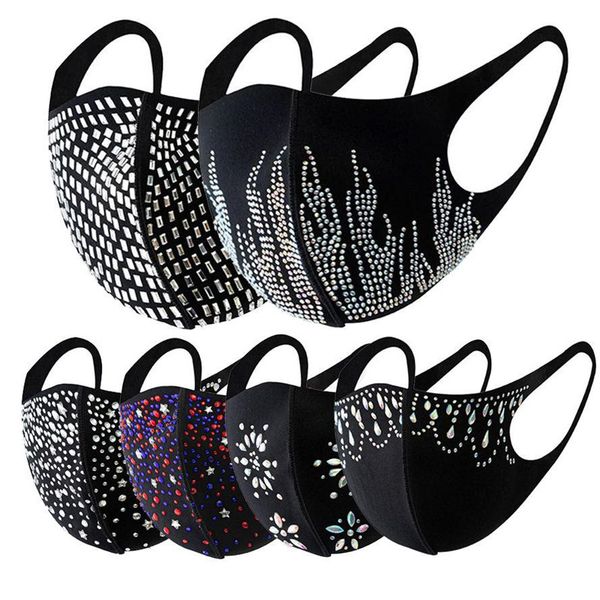 

designer face mask rhinestone sequin bling masks for men women rhinestone cotton mouth mask classic black dustproof haze facemask