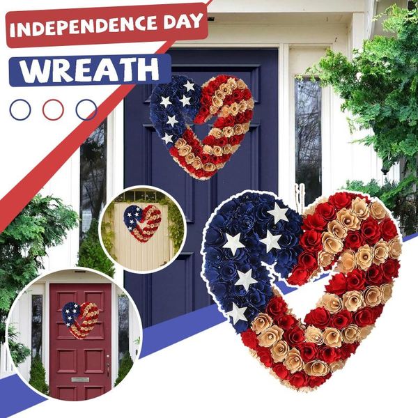 

decorative flowers & wreaths diy america patriotic wreath one holiday way 13-inch heart shaped wood curl 4th of julys usa independence day