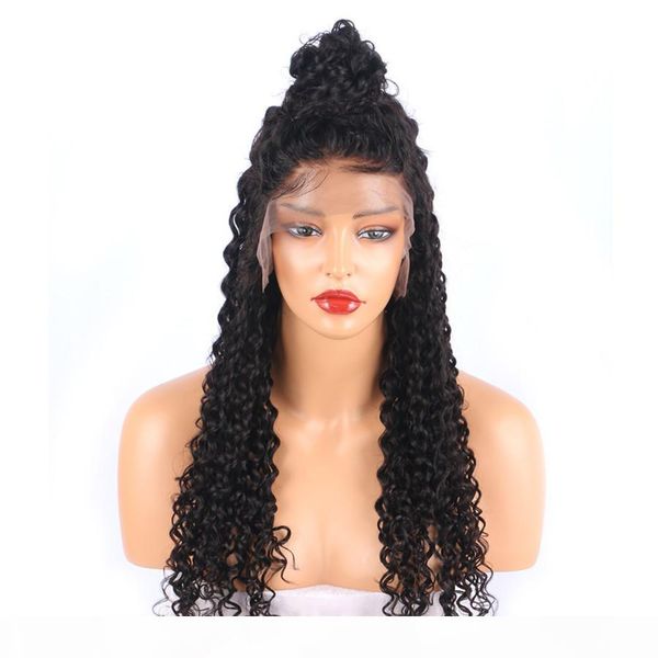 

lace front human hair wig with baby hair pre plucked full lace wigs for black women brazilian curly front lace wigs 130% density, Black;brown