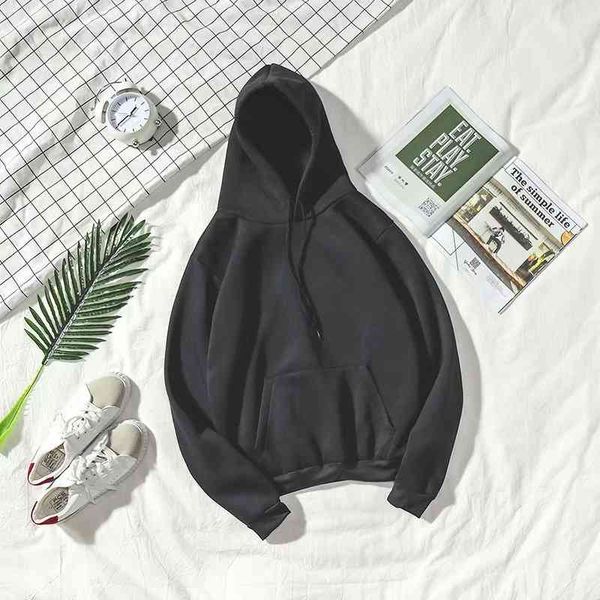 

autumn winter new style 2020 korean fashion women's pullover brand youth solid color hooded sweater, Black