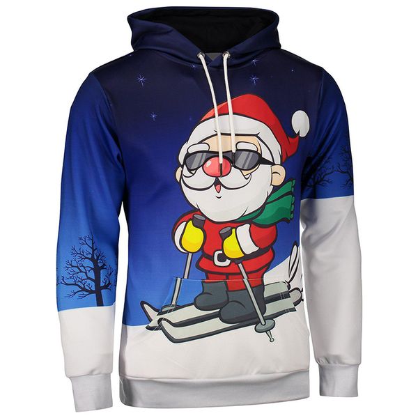 

christmas cute santa claus hoodie visual impact party punk gothic round neck sweater hoodie, Black