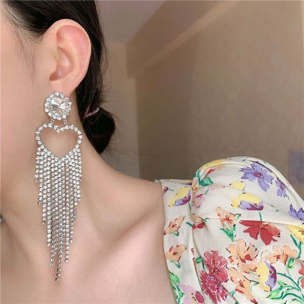 

hbp fashion south korea dongdamen new earrings full of diamond and peach heart, Silver