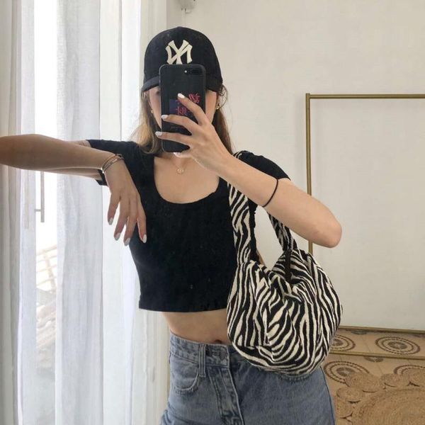 

women's bag new cylinder zebra bag armpit jacquard fabric baggy shoulder canvas women
