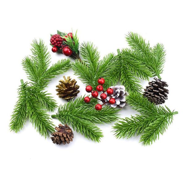 

5/10 pcs artificial plants scrapbooking christmas decorations for home decorative flowers wreaths plastic pine needle d jlljnp