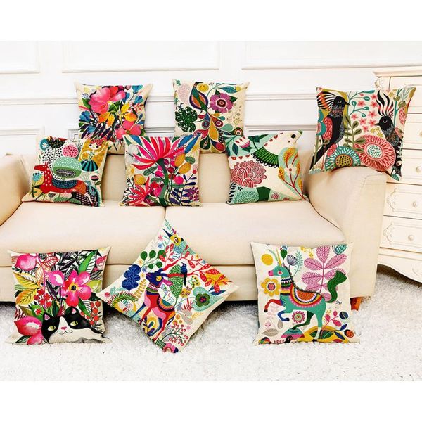 

cushion/decorative pillow decoration cotton linen square home decor throw case sofa waist cojine housse de coussin pillowcases cushion cover