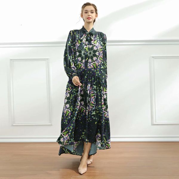 

long dress 2021 spring new women's fashion vacation vintage elegant printed floral loose chiffon dresses w7cq, Black;gray